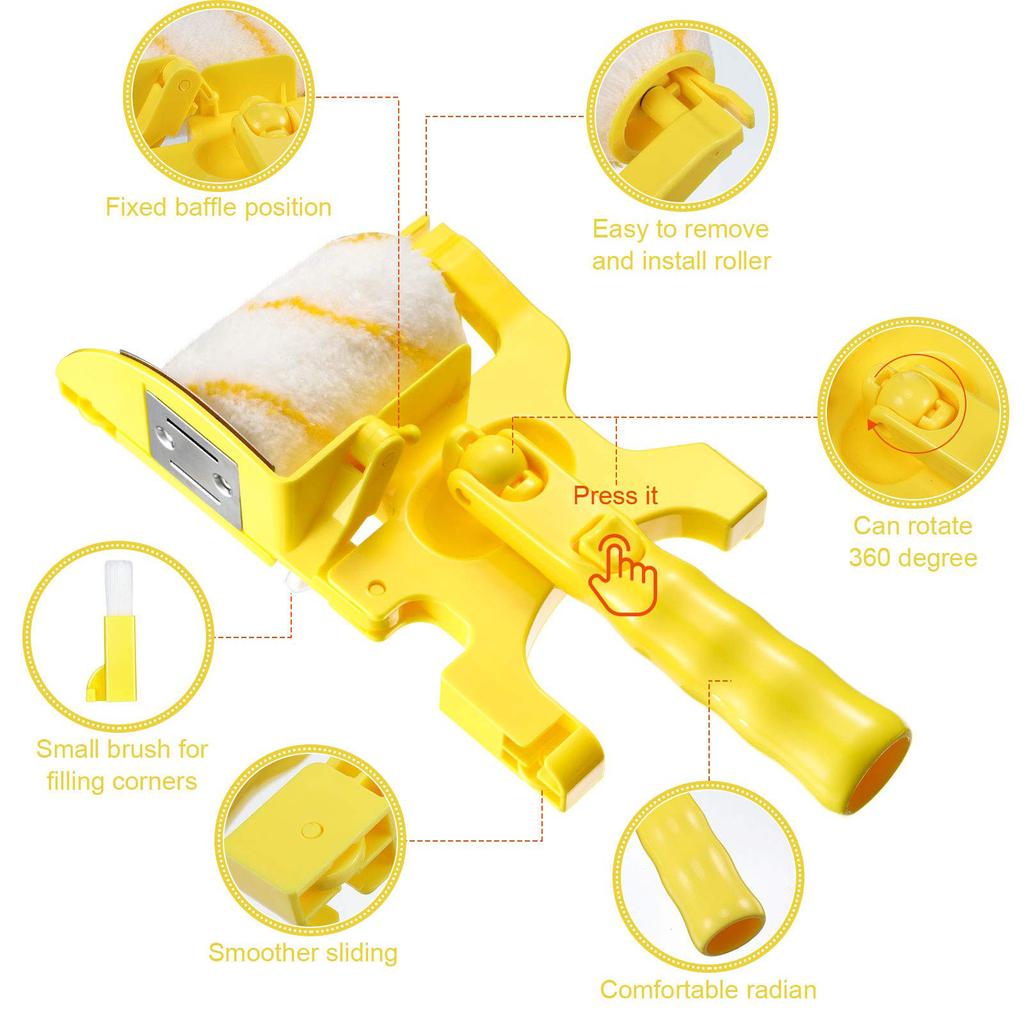 Trimming Roller Is Applied With Emulsion Paint, And Interior Corner Wall Is Applied With Paint Brush