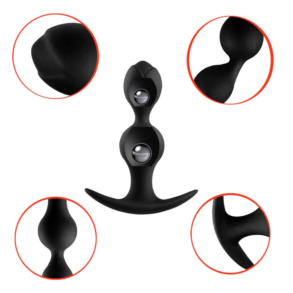 Silicone Vagina Anal Dilator Back Court Pull Bead Butt Plug with Metal Ball Sex Toys for Men and Women Gay Sex Toys Adult Toys