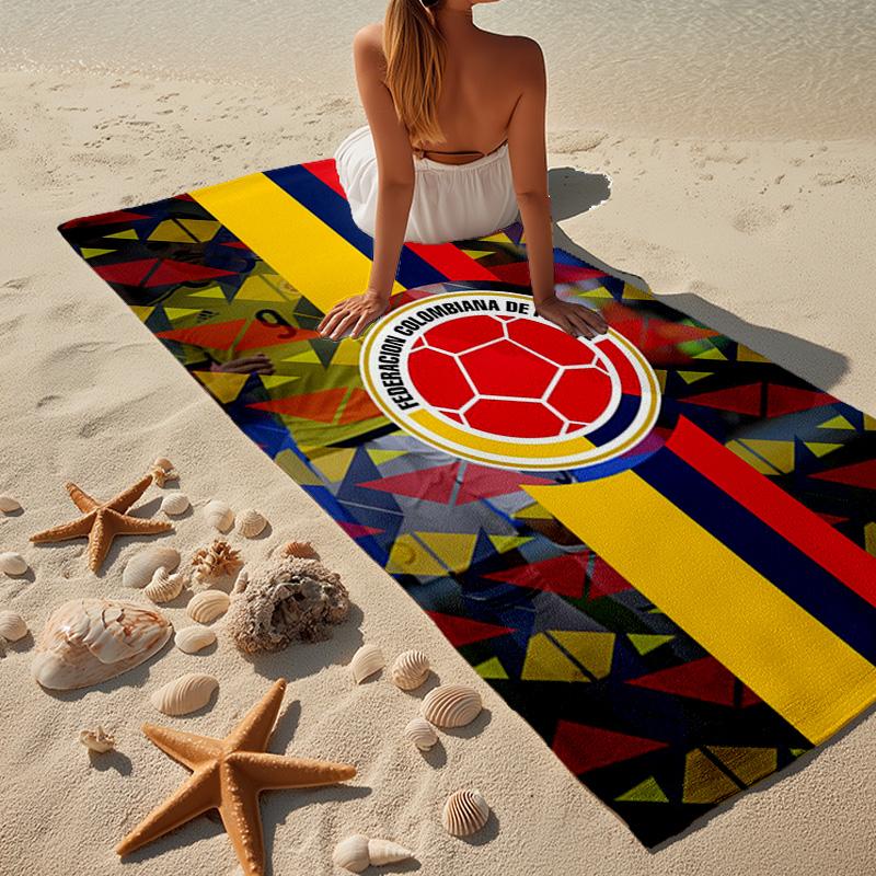 Colombian Soccer Federation Microfiber Beach Towel, Lightweight And Quick-Dry, for Summer Travel, Beach Essential, Swimming Pool