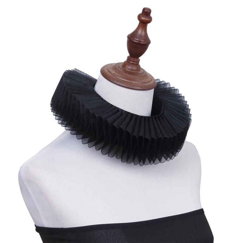 Tulle Ruffle False Collar Webbing Necklace for Halloween Ribbon Tie Shawl Wrap Neck Ruff