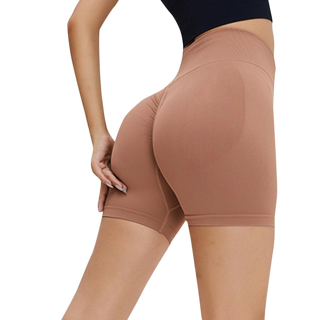 Женские спортивные шорты персикового цвета с высокой талией, поднимающие бедра, узкие шорты для йоги