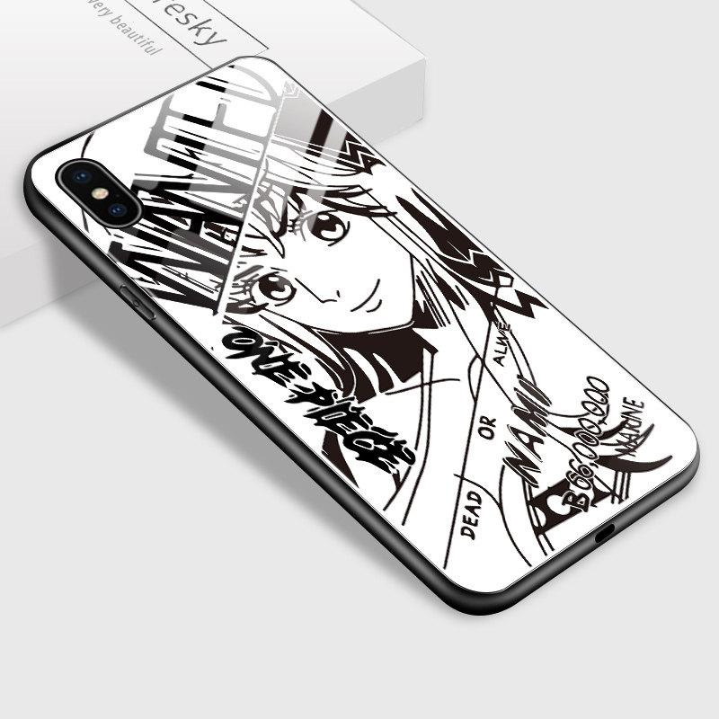 Чехол для телефона из закаленного стекла для iPhone Samsung Galaxy Infinix, ТПУ с мягким краем, модные противоударные чехлы с узорами японского аниме