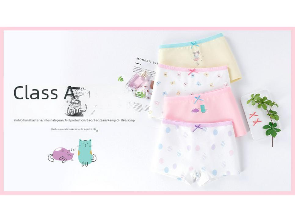 Детские антибактериальные трусы-боксеры с мультяшным рисунком, трусы из чистого хлопка для девочек - доступны в размерах S, M, L