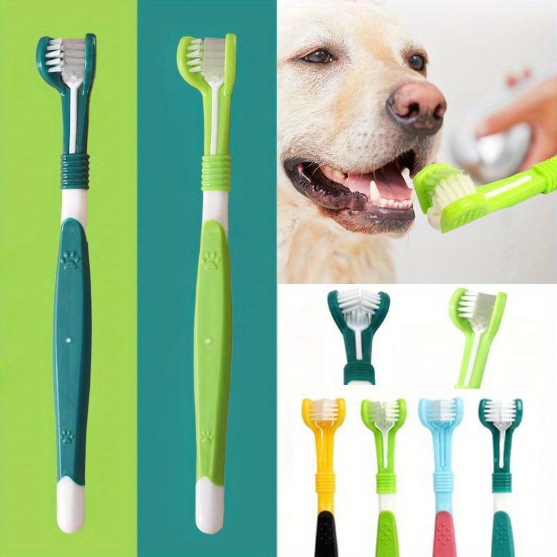 1Pcs Pet Toothbrush 3-Sided Dog Plastic Toothbrush Cat Dog Oral Cleaning Products Puppy Kitten Teeth Cleaning Tool