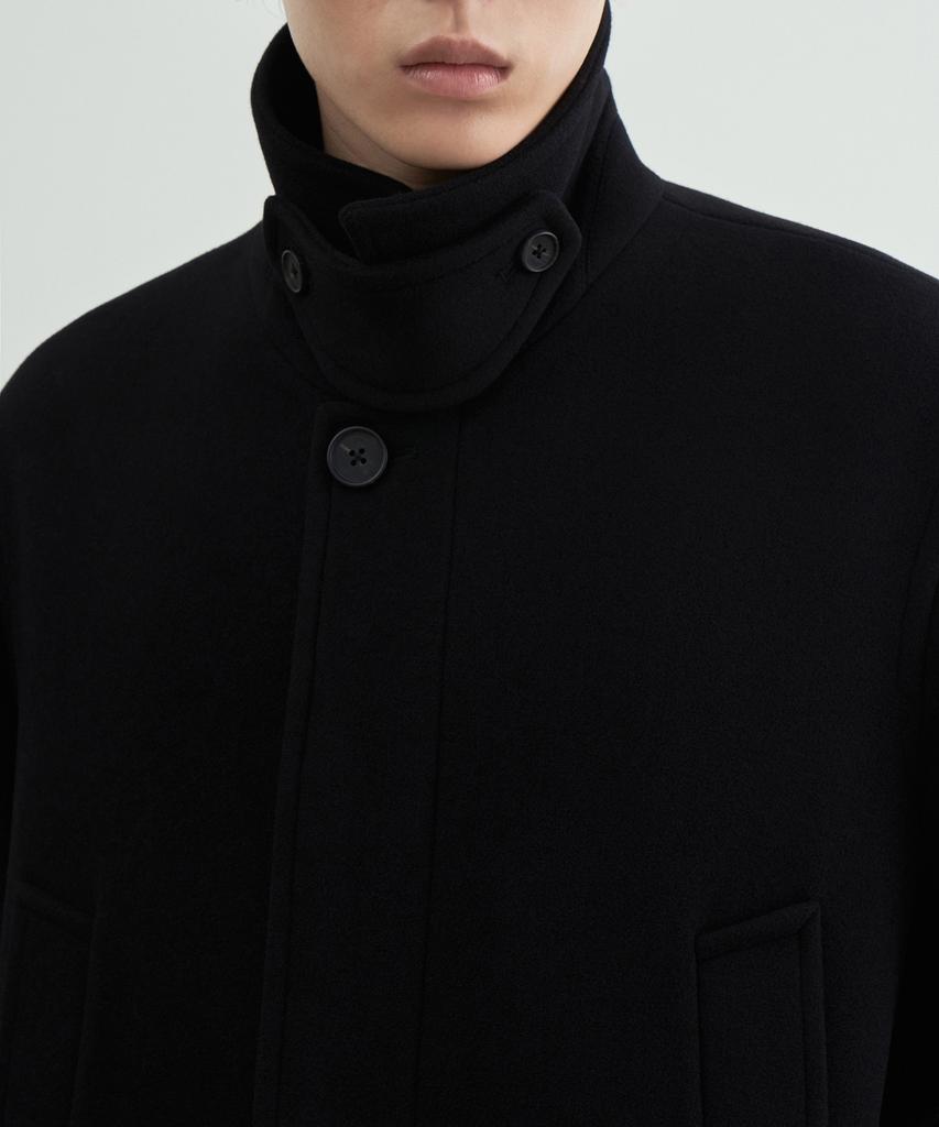 Musinsa Standard Wool Blend Oversized Long Pocket Balmacaan Coat [Black]