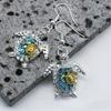 1 Pair Cool Sea Turtle Earrings Jewelry Cute Animal Inlaid Rhinestone Turtle Pendant Jewelry Gift For Women Accessories