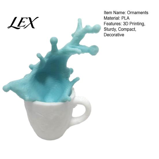 3D Printed Home Decor Spilling Coffee Mug Figurine, Splash Cup Sculpture, Creative Artistic Theme Gifts Tabletop for Office Desktop, Gift Lovers Art