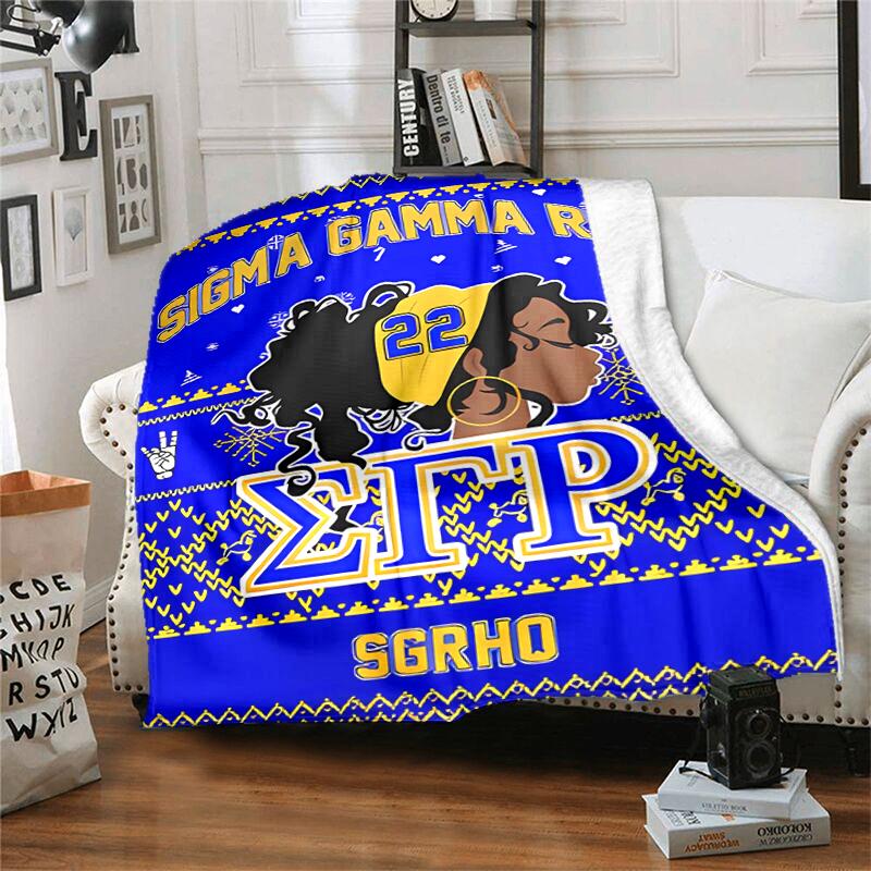 1pc Blanket Sigma SGR Gamma Rho Print Design, Lightweight Blanket for Sofa, Bed- Soft &Warm, Gift for All Seasons like Christmas, Halloween