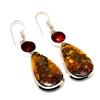 Polka Dot Agate Garnet Gemstone 925 Silver Plated Jewelry Earring 2.08"