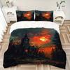3pc Eerie Twilight Castle Cover Set - 1 Quilt Cover + 2 Pillowcases, All Seasons Bedroom Setting, Perfect for Home094