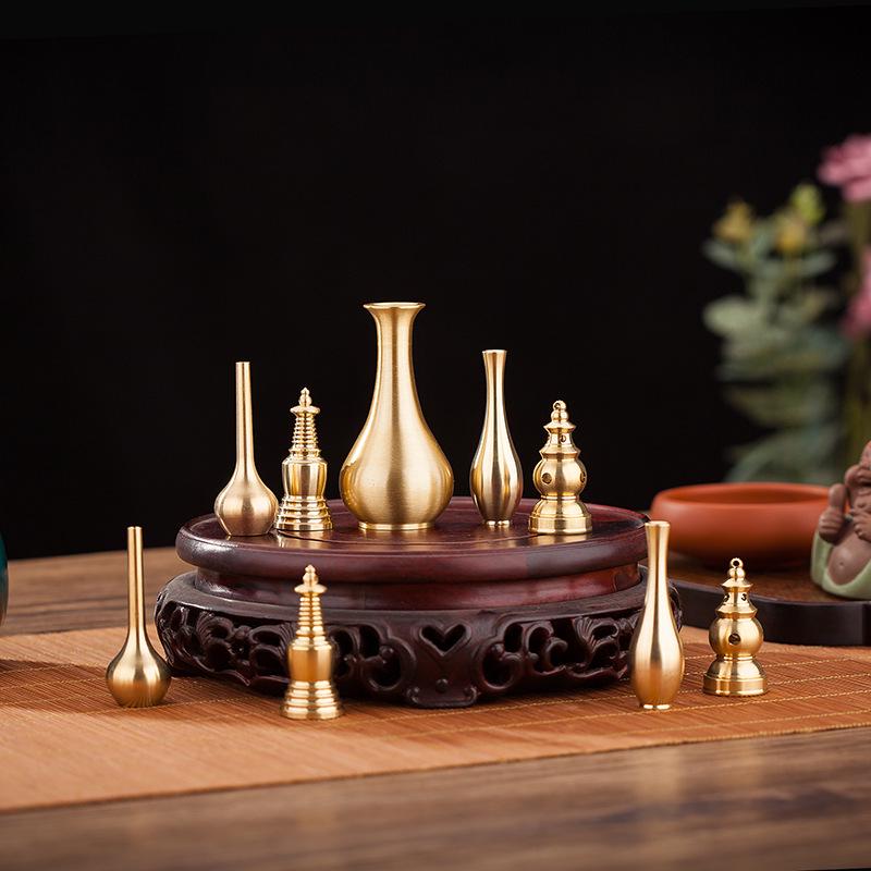 Antique Brass and Copper Mini Vase for Desktop Flower Arrangements