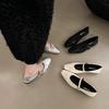 Flat-soled Silver Single Shoes Women's Strap Heel French Spring and Autumn 2025 New One-pedal Soft Sole with Skirt Mary Jane Single Shoes