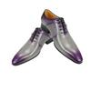 Fashion Summer Modern Men's Shoe Lace-Up Oxfords Business Office Fashion Footwear Metal Buckle Classic Gray Purple Dress Office Shoe