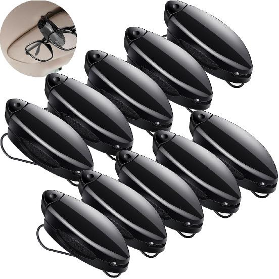 Frienda 10 Pieces Auto Car Vehicle Sun Visor Clip Holder For Sunglasses Glasses Holder Hanger Eyeglasses Mount Ticket Card Clip Car