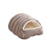 Warm Semi-sealed Pet Bed Checkered Pattern Cat Cotton Nest Winter Cat Bed  for Rabbit Cats