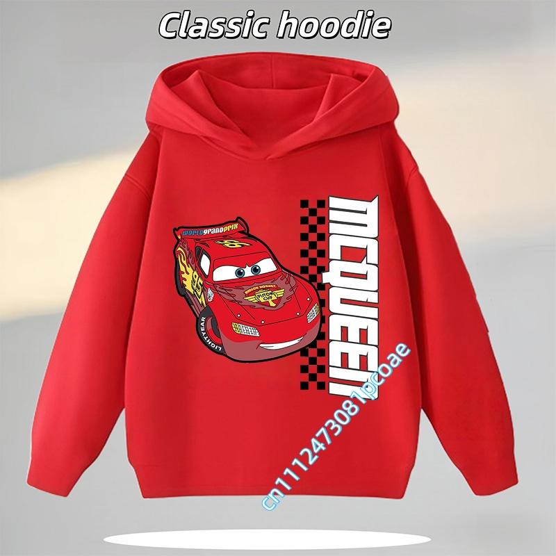 Boy's Sports Shirt Cartoon Print Boy's Fall/Winter Pullover Shirt Cars of the Universe Children's Hooded Sweatshirt Casual Shirt