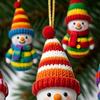 Yousheng Colorful Snowman Hanging Decorations Wooden 2D Flat Snowman Ornaments Christmas Tree Decorations for Festive Holiday Gift Box Wreath Garland