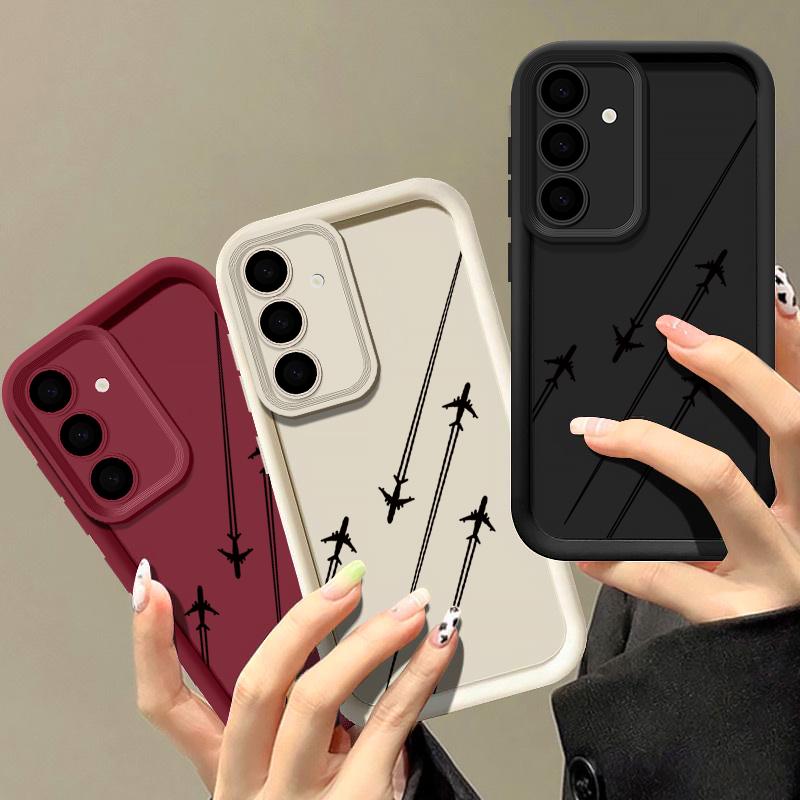 Aircraft Route Print Matte Shockproof Case For Samsung S25 S24 FE S23 Ultra S22 A16 A56 A15 A55 A36 A35 A54 A15 Lens Protection TPU Soft Phone Cover
