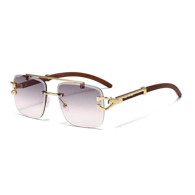 Square Frame Leopard Head Sunglasses with Double Beam for Men & Women – UV Protected, Stylish & High-End Design