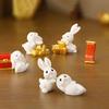 2Pcs Bunny Toy Micro Landscape Polished Resin Cute Rabbit Ornament for Bedroom