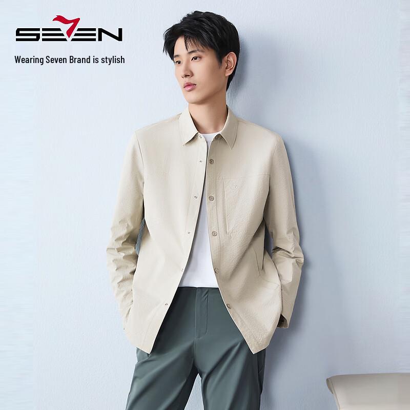 Seven Brand Men's Mid-length Lapel Dark Texture Casual Jacket