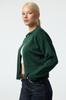 Women's Fashion Stylish Cardigan Emerald Green Polo Collar Zipper Detailed Knitwear Cardigan