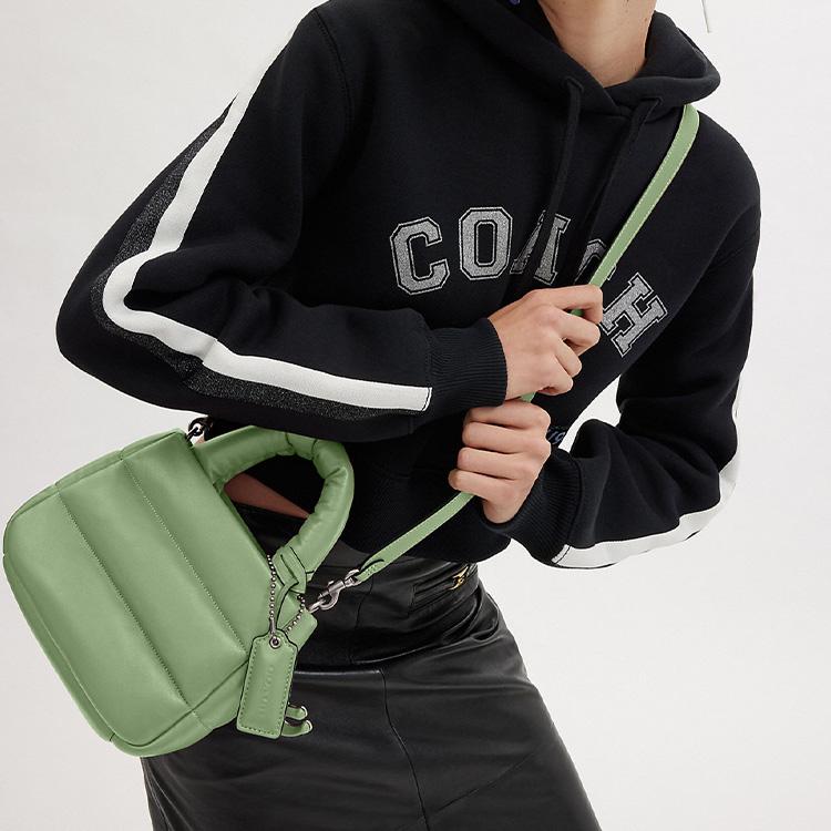 Coach Подушка 21 Застежка-кнопка Сумка-тоут из кожи наппа Сумка для покупок Сумка через плечо Маленькая женская сумка-тоут Светло-фисташковый CL592-LHTY6