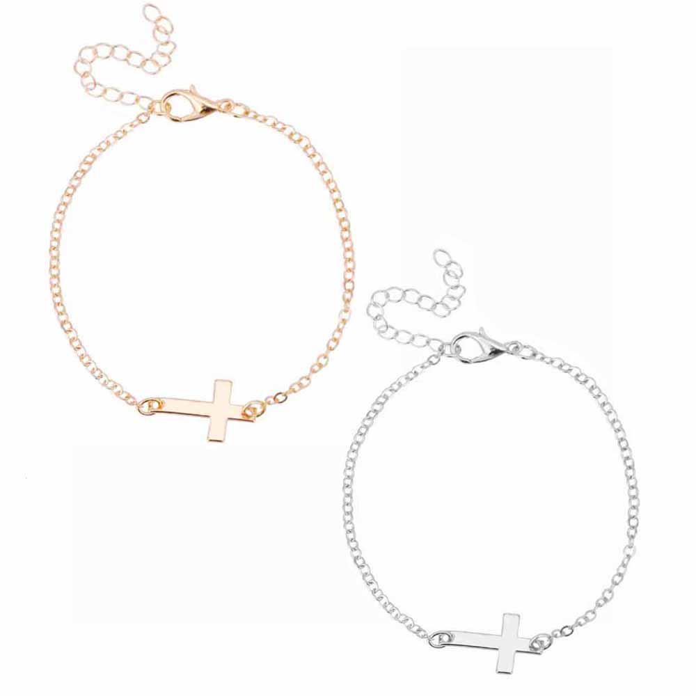 Модный простой браслет из сплава с крестом, женские ювелирные украшения, подарок на вечеринку