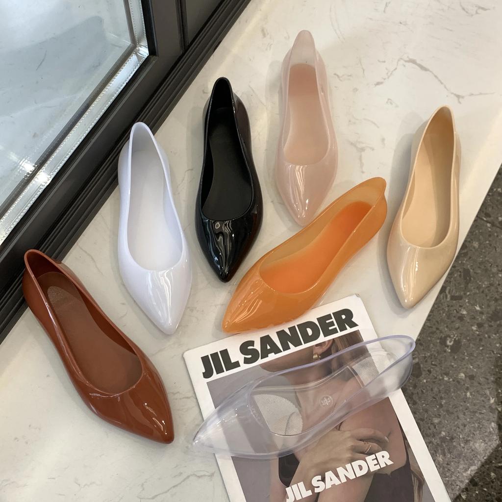 2015 Женские летние ПВХ остроносые сандалии однотонные плоские повседневные сандалии