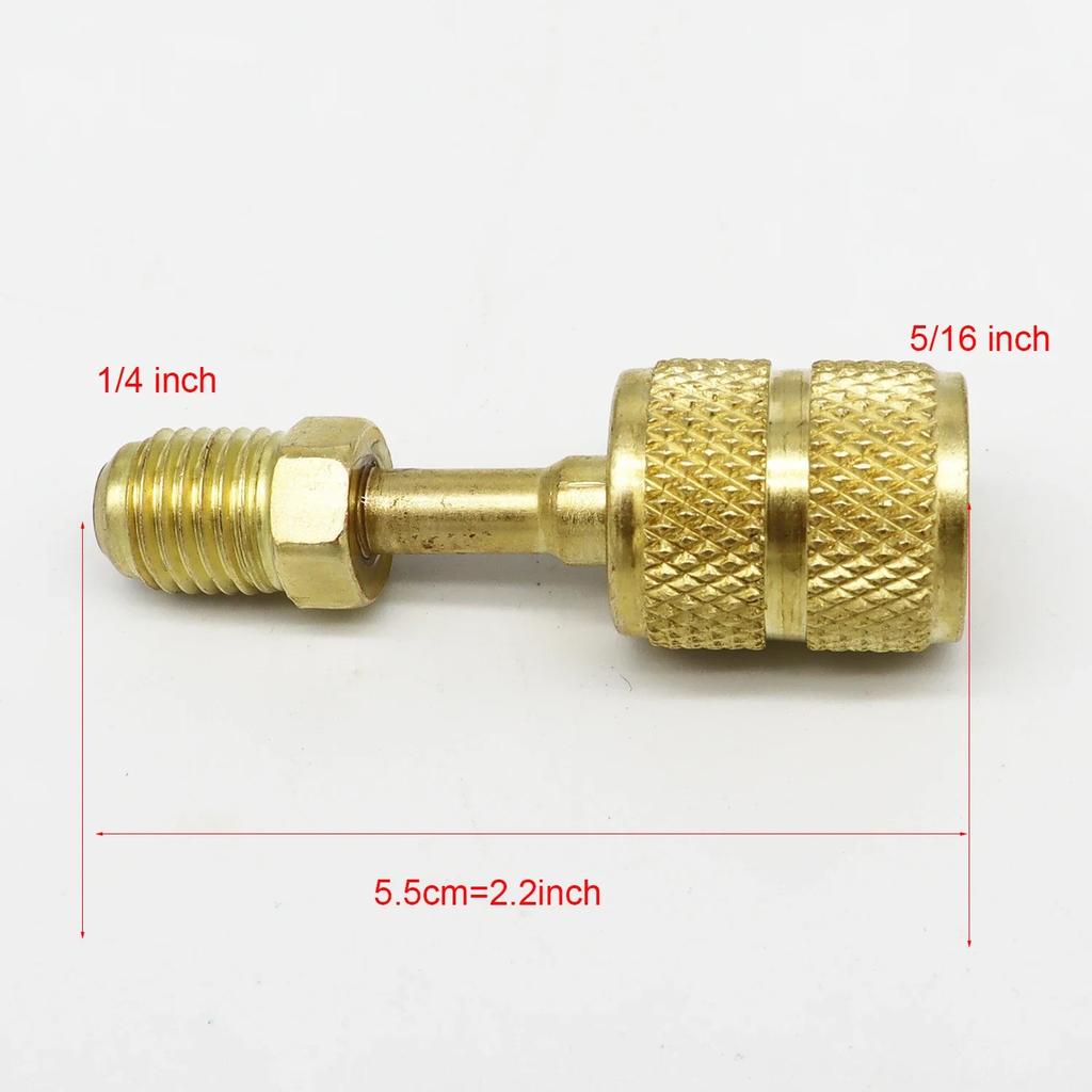 2pcs R410A Adapter 5/16 Inches SAE Female To 1/4 Inches SAE Male Flare for Air Conditioners HVAC
