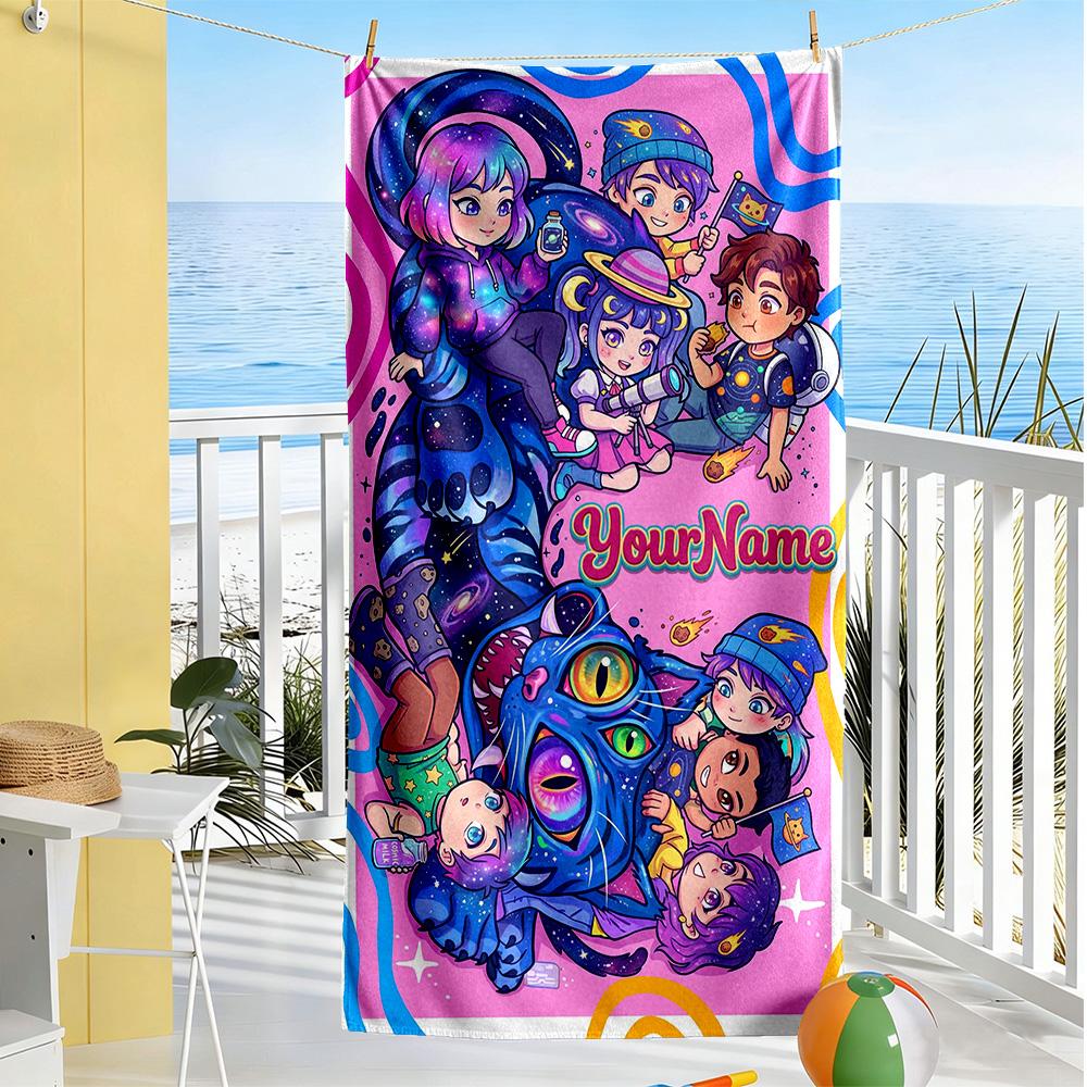 Demon Hunter Girls Customize Text Beach Towel Soft Durable Quick-Dry Suitable for Sports Travel Swimming Yoga Bathroom Beach And Pool