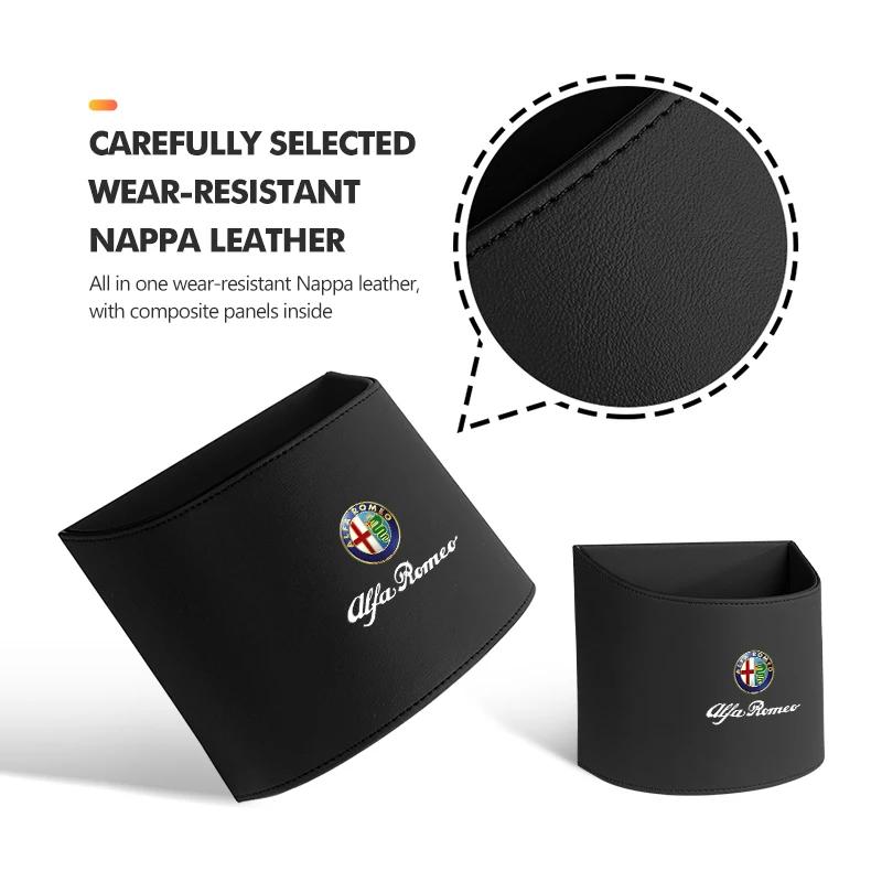 Car Stickers For Alfa Romeo Leather Car Logo Water Cup Organizer Holder NO Hanging Waterproof Trash Bin For Alfa Romeo Giulietta 94