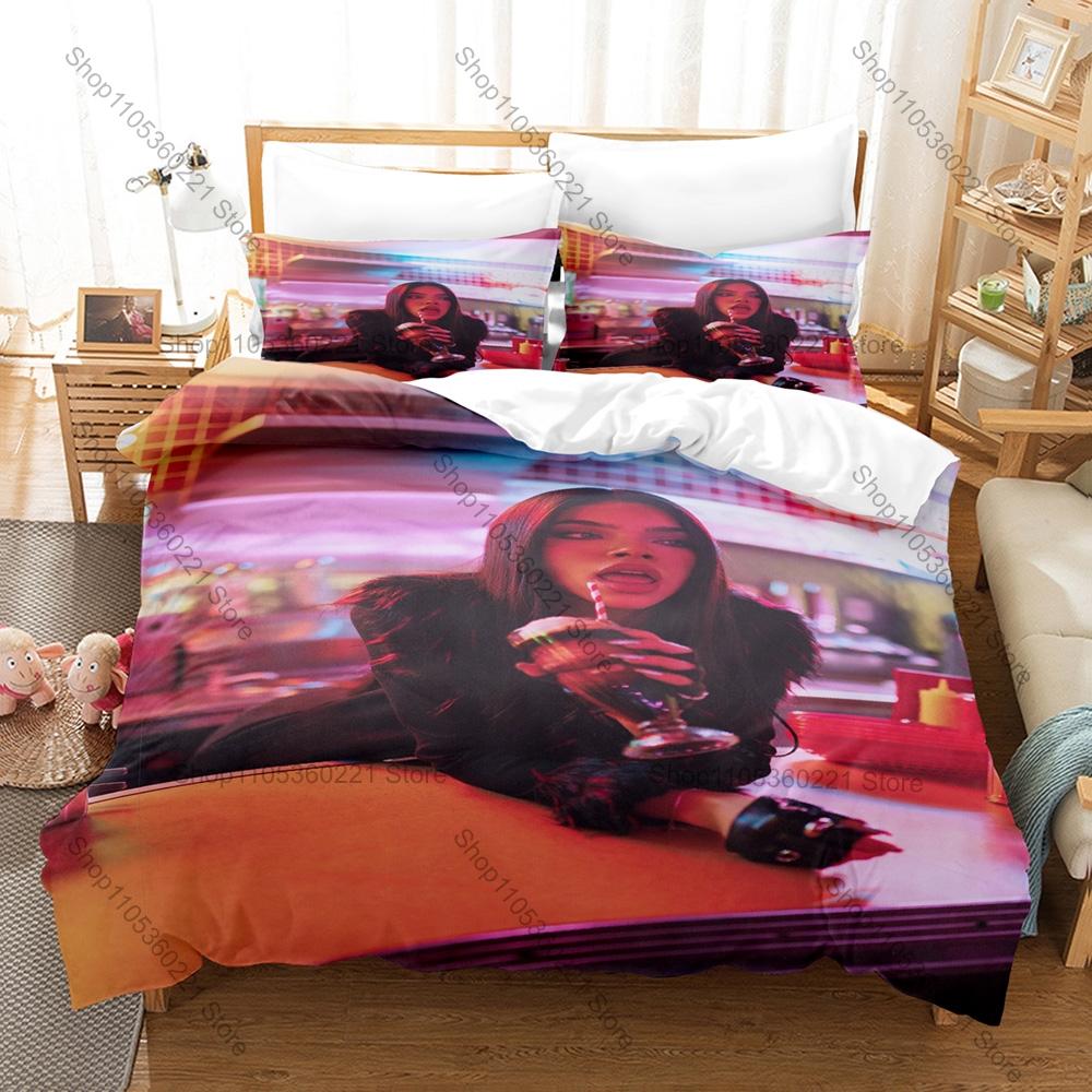 Mexican Latin Pop Singer Kenia OS K23 Studio Album Futuristic Cyber Cover Collage Bedding Set 1 Duvet Cover + 2 Pillowcases