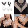 Vintage Gothic Lace and Pearls Necklace Blood Drop Pendant Choker Halloween Neck Chain for Women Fashion Jewelry