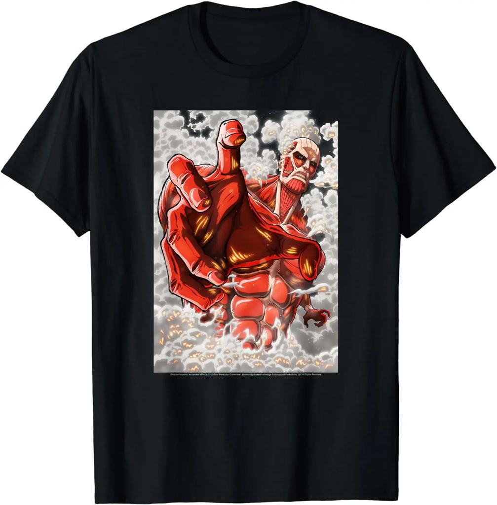 Attack on Titan Season 2 Reaching Colossal Titan Tshirt Anime Clothes Vintage T Shirt Harajuku T Shirts for Men Camisas