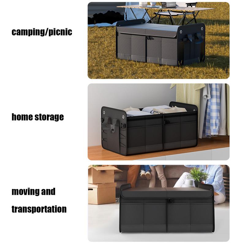 Ящик для хранения в багажнике автомобиля, органайзеры для багажника автомобиля, ящик для хранения 60 л, прочный органайзер, складные отсеки, ящик для хранения автомобиля для автомобиля