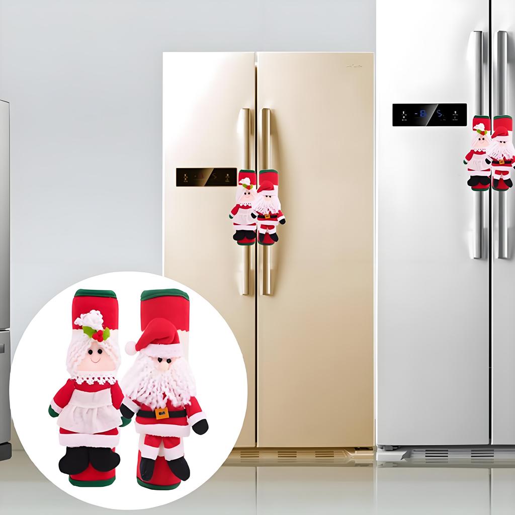 2-Pack Festive Refrigerator Handle Covers | Holiday Kitchen Appliance Decor | Easy-Install Christmas Fridge Accessories