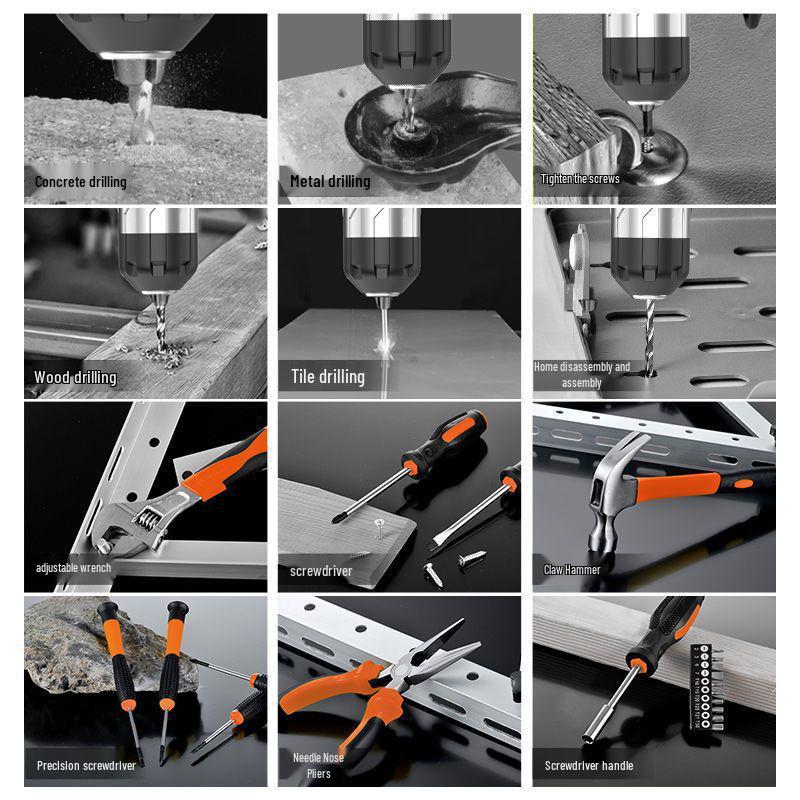 Multifunctional Electric Drill & Tool Set for Household, Electrician, and Woodworking Repairs