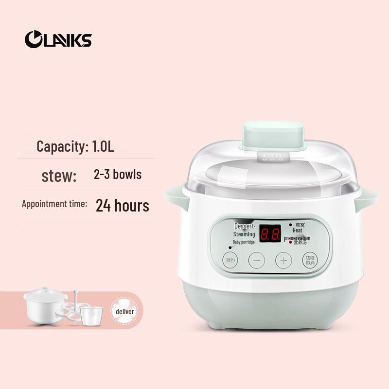 Mini Electric Slow Cooker: Double Boiler Ceramic Stew and Porridge Pot, Perfect for Soups and More.