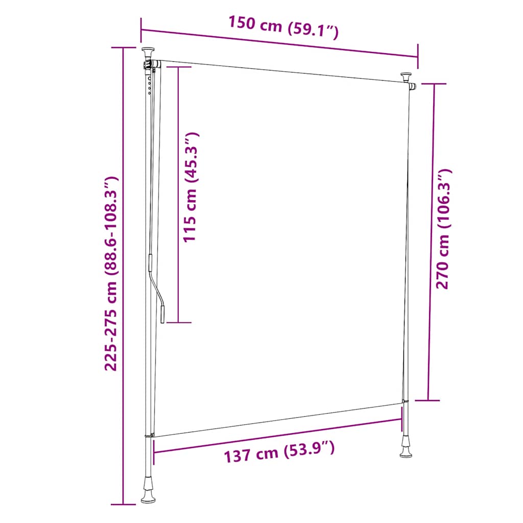 Outdoor Roller Blind 150 x 270 cm Anthracite