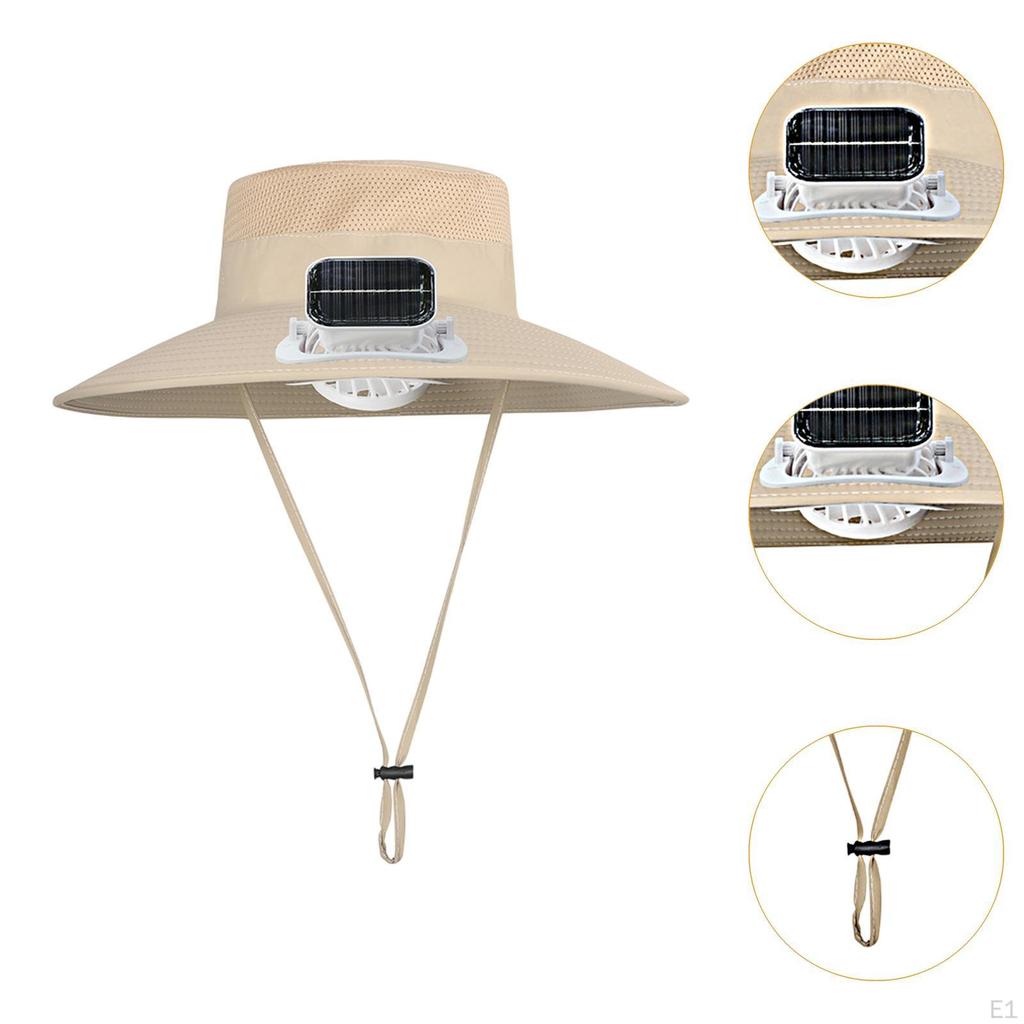 Children Outdoor Fan Hat Solar Powered Rechargeable Multipurpose Wide Brim for Farming Fishing