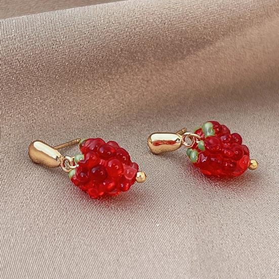 1 пара женских сережек с искусственным кристаллом малины, серьги-кисточки с фруктами, серьги-крючки для выпускного вечера, вечеринки, свидания, украшения для ушей