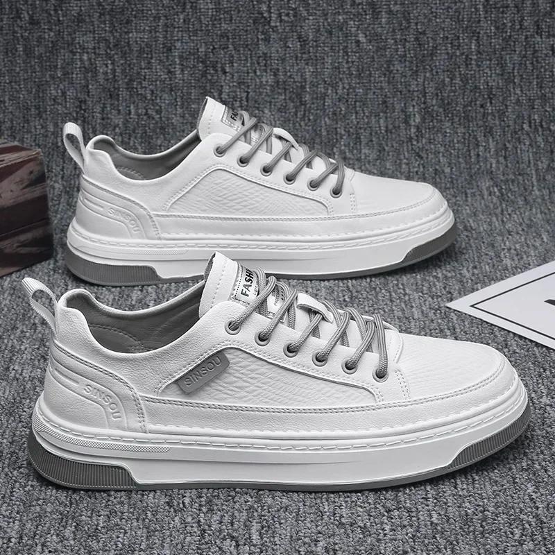 Повседневная кожаная обувь для мужчин 2024 года, осенние туфли на плоской подошве, черные туфли, брендовые белые мужские кроссовки, офисная рабочая обувь Zapatos Casuales