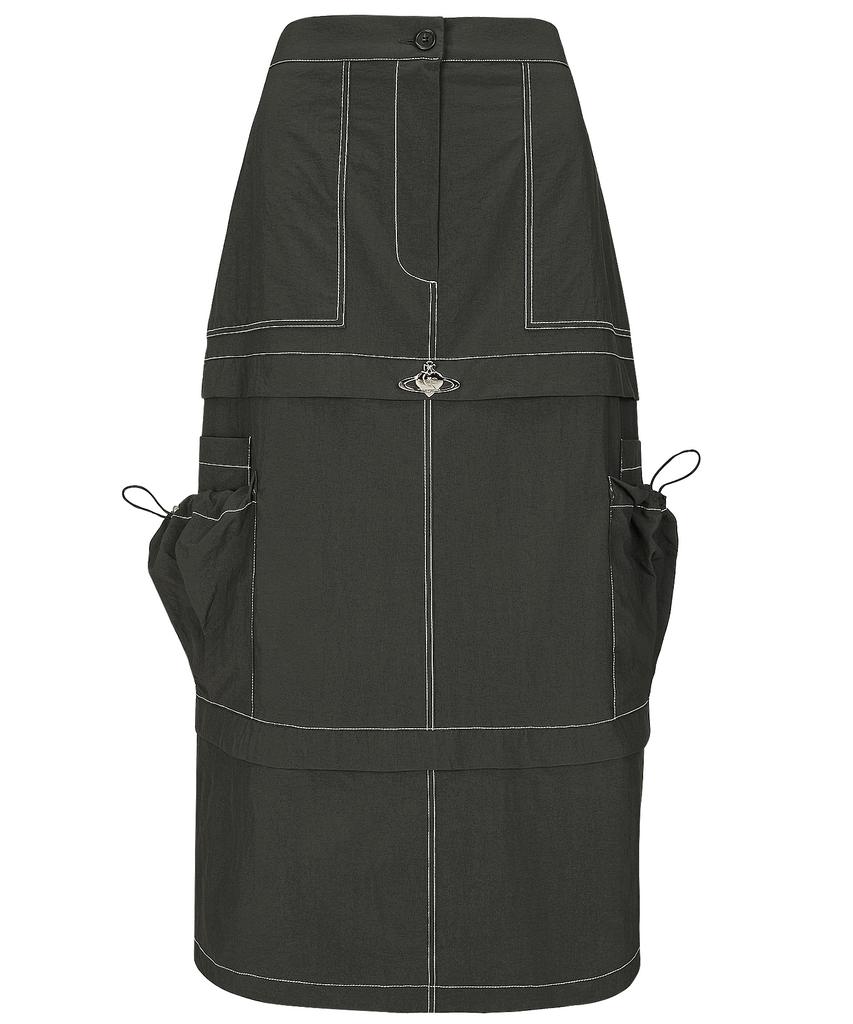 Plasma Sphere Layer Skirt In Dark Grey (Cargo Long Skirt)