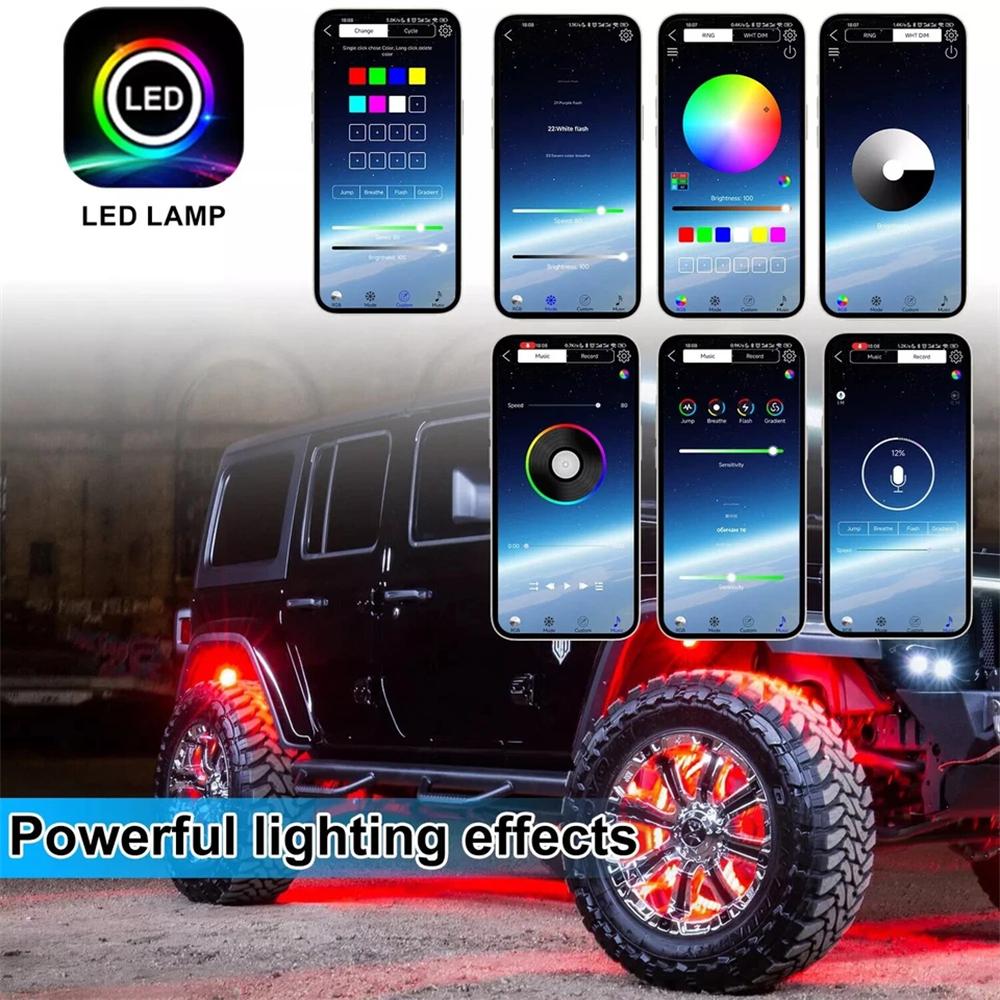 4 Pack LED Rock Light with Music Sync for Off Road