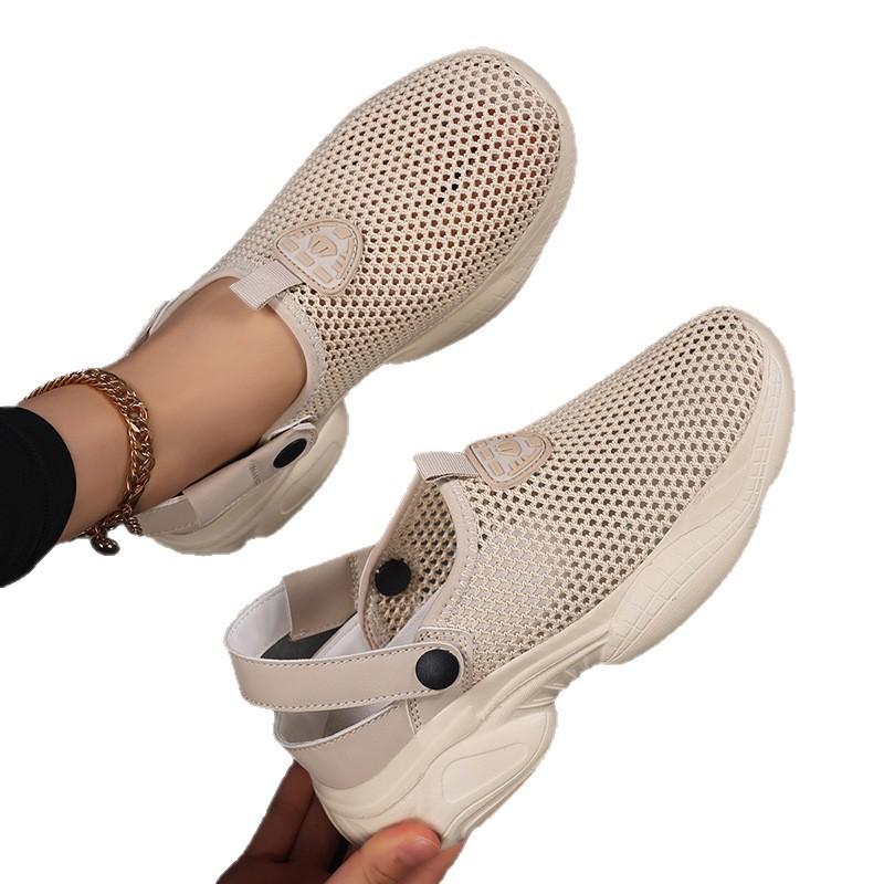 Женские нескользящие и дышащие тапочки-мешки с верхом из плетеного материала, тонкие дышащие и легкие повседневные спортивные сандалии