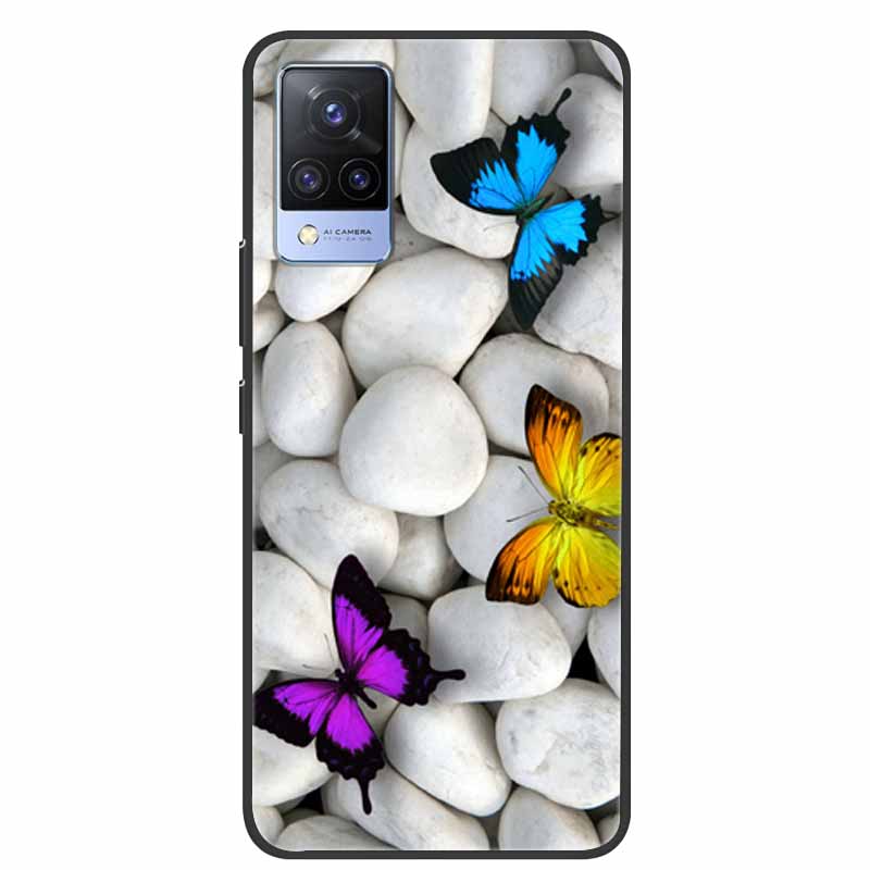 For Vivo S9 V21 V21e Case Black Silicone Back Cover Case For Vivo V21 S9 V21e Phone Cases Cover V 21 e S 9 Funda Coque Cartoon