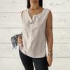 Women Vest Sleeveless Button Decoration Casual Tank Tops Solid Color Cotton Linen Lightweight Breathable Tops