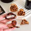 Retro Small Coffee Leopard Print Shark Clip Niche High-end Style Grab Clip Hair Accessory 2PC Leopard Hair Claw Women