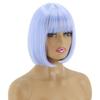MERISIHAIR Women Synthetic Cosplay Fluorescent Green Wig Short Straight Bob Hair with Bangs Green Purple Light Blonde Pink Red Wine Halloween Wig